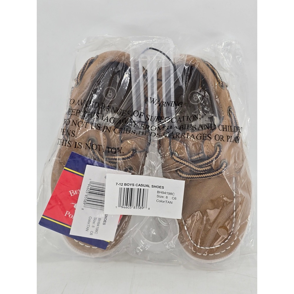 Beverly Hills Polo Club Boat Shoes Boys Size 8 Tan BH94198C - New